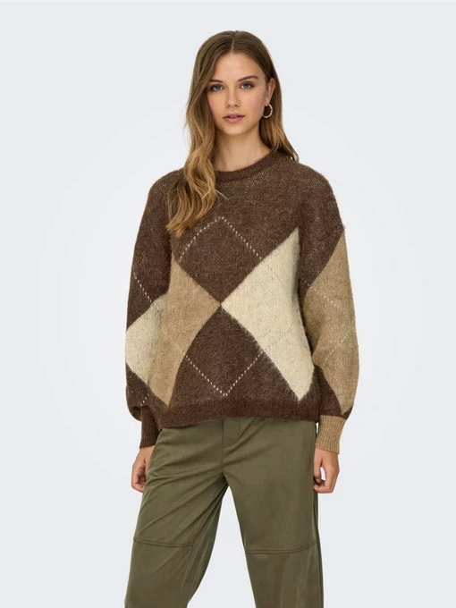 Свитры и кардиганы Only NOEME LIFE LS JQ O-NECK KNT модель 15353226_Chestnut Biscotti/Melange/ Фото