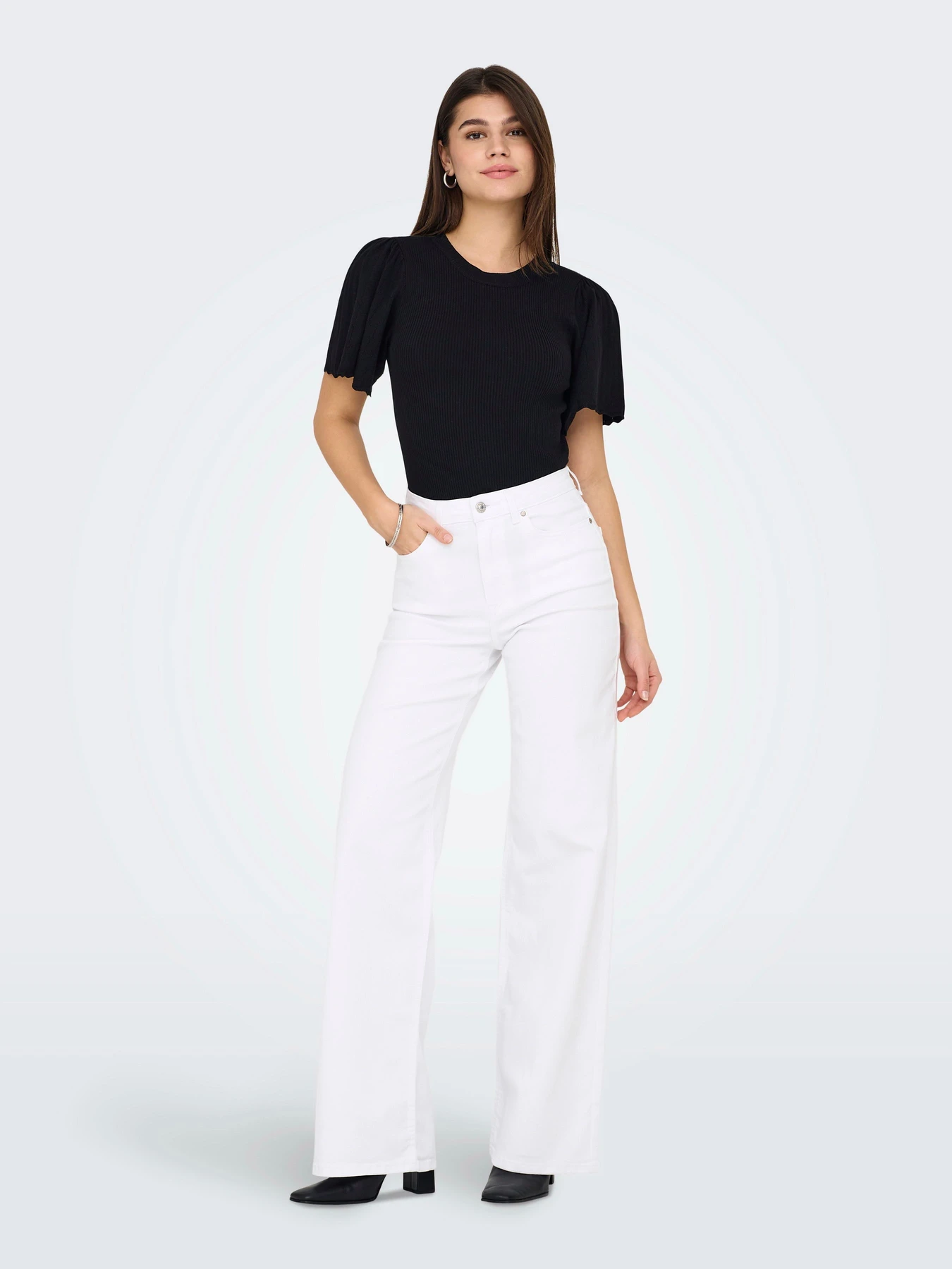 Джинсы Only MADISON BLUSH HW WIDE DNM модель 15310632_White Фото