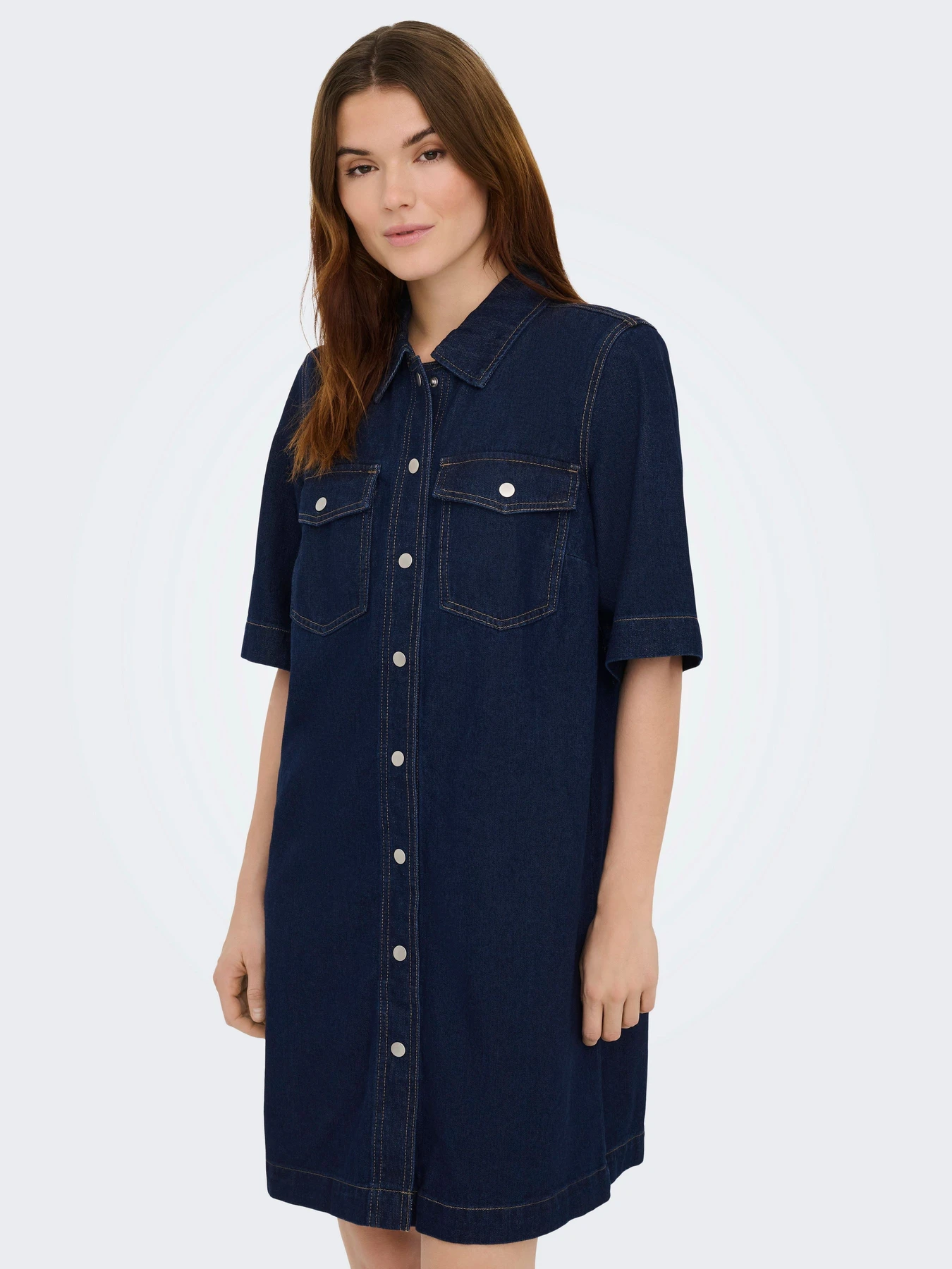 Платья Only BELLE S/S BUTTON DRESS модель 15324384_Dark Blue Denim Фото