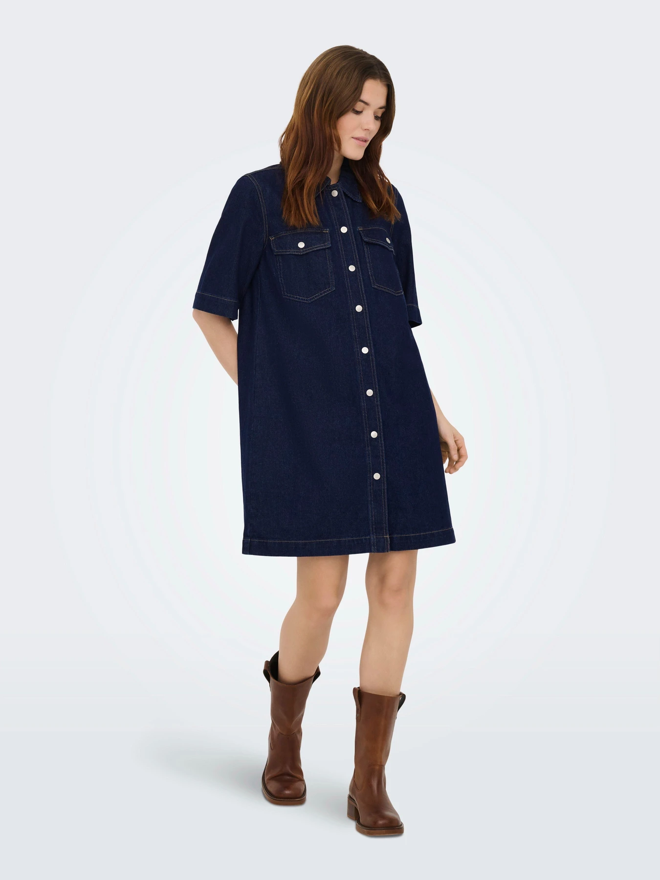 Платья Only BELLE S/S BUTTON DRESS модель 15324384_Dark Blue Denim Фото
