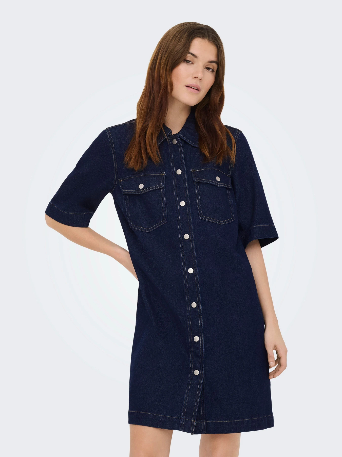 Платья Only BELLE S/S BUTTON DRESS модель 15324384_Dark Blue Denim Фото