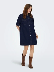 Платья Only BELLE S/S BUTTON DRESS модель 15324384_Dark Blue Denim Фото