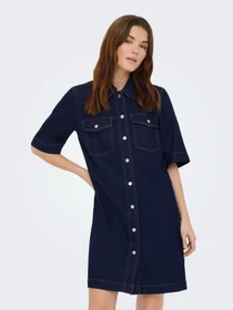 Платья Only BELLE S/S BUTTON DRESS модель 15324384_Dark Blue Denim Фото