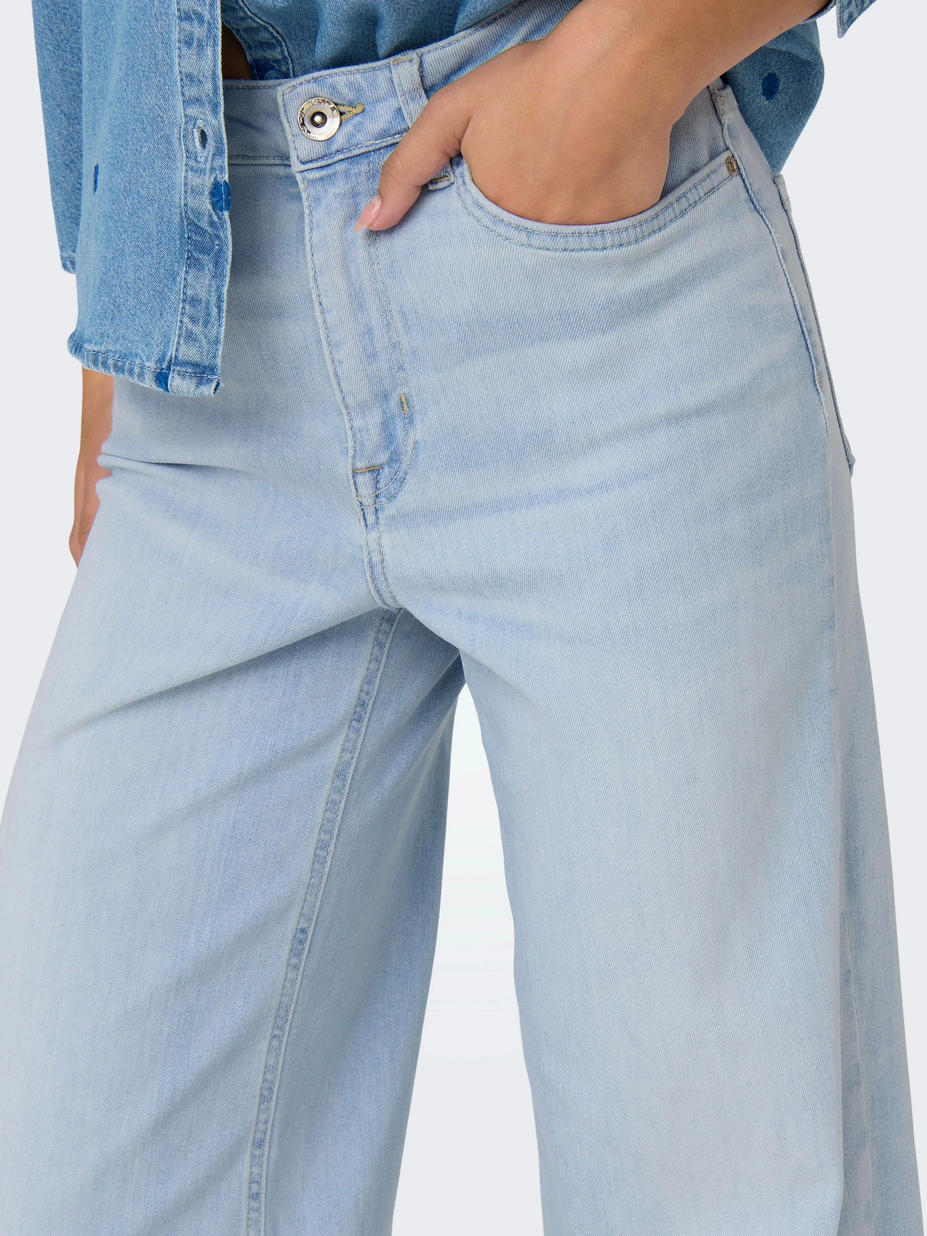Джинси Only MADISON BLUSH HW WIDE DNM модель 15338289_Light Blue Bleached Denim Фото