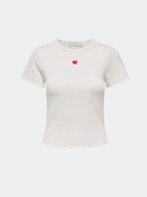 Футболки и поло Only ELVA JUNE EMB S/S TEE JRS модель 15342939_Cloud Dancer RED HEART Фото