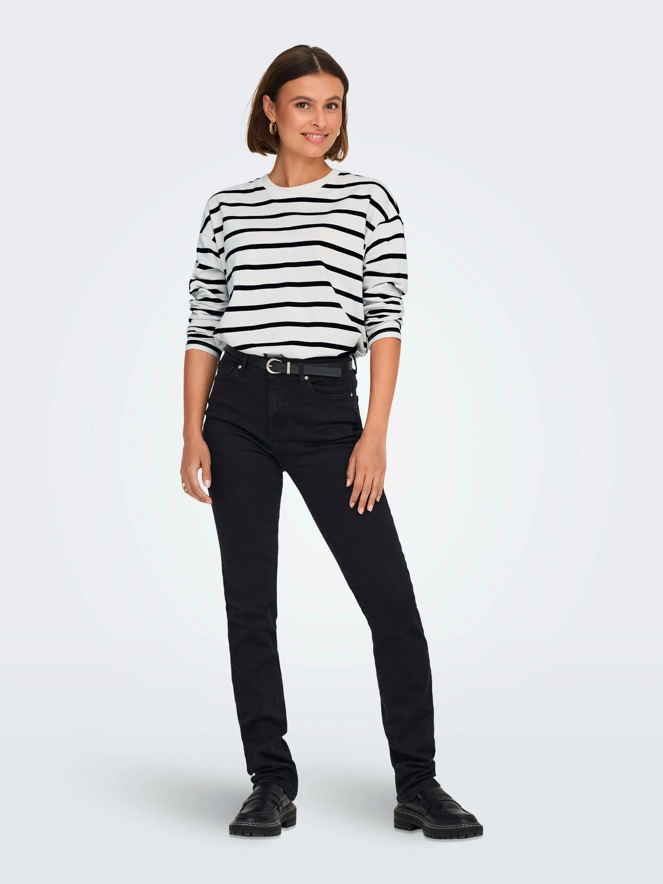 Худи и свитшоты Only SOPH L/S STRIPE TOP модель 15310399_Cloud Dancer Black Фото