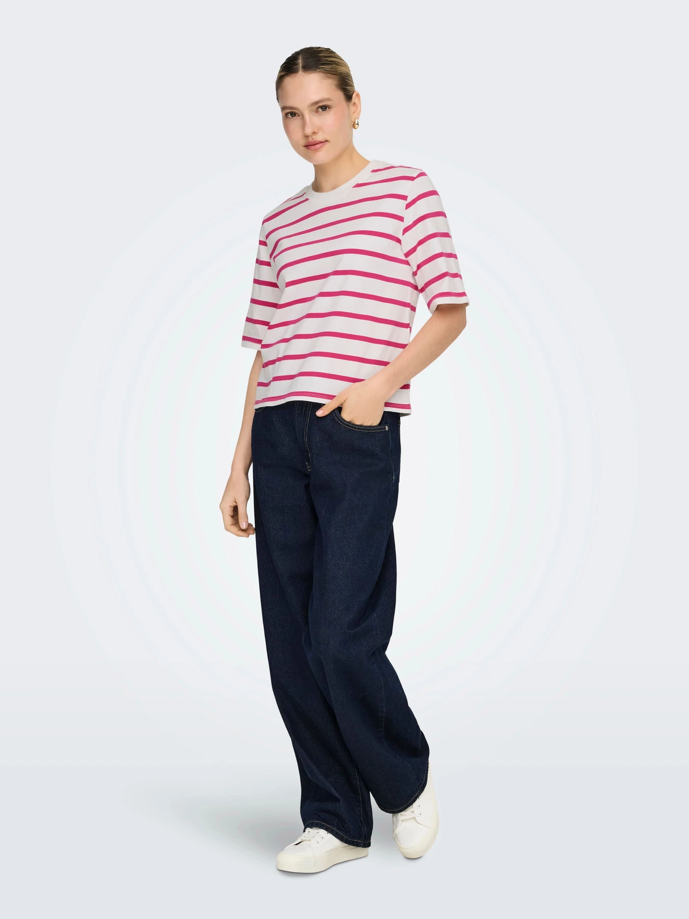 Футболки и поло Only SOPH S/S STRIPE TOP модель 15368524_Cloud Dancer Pink yarrow ( Фото