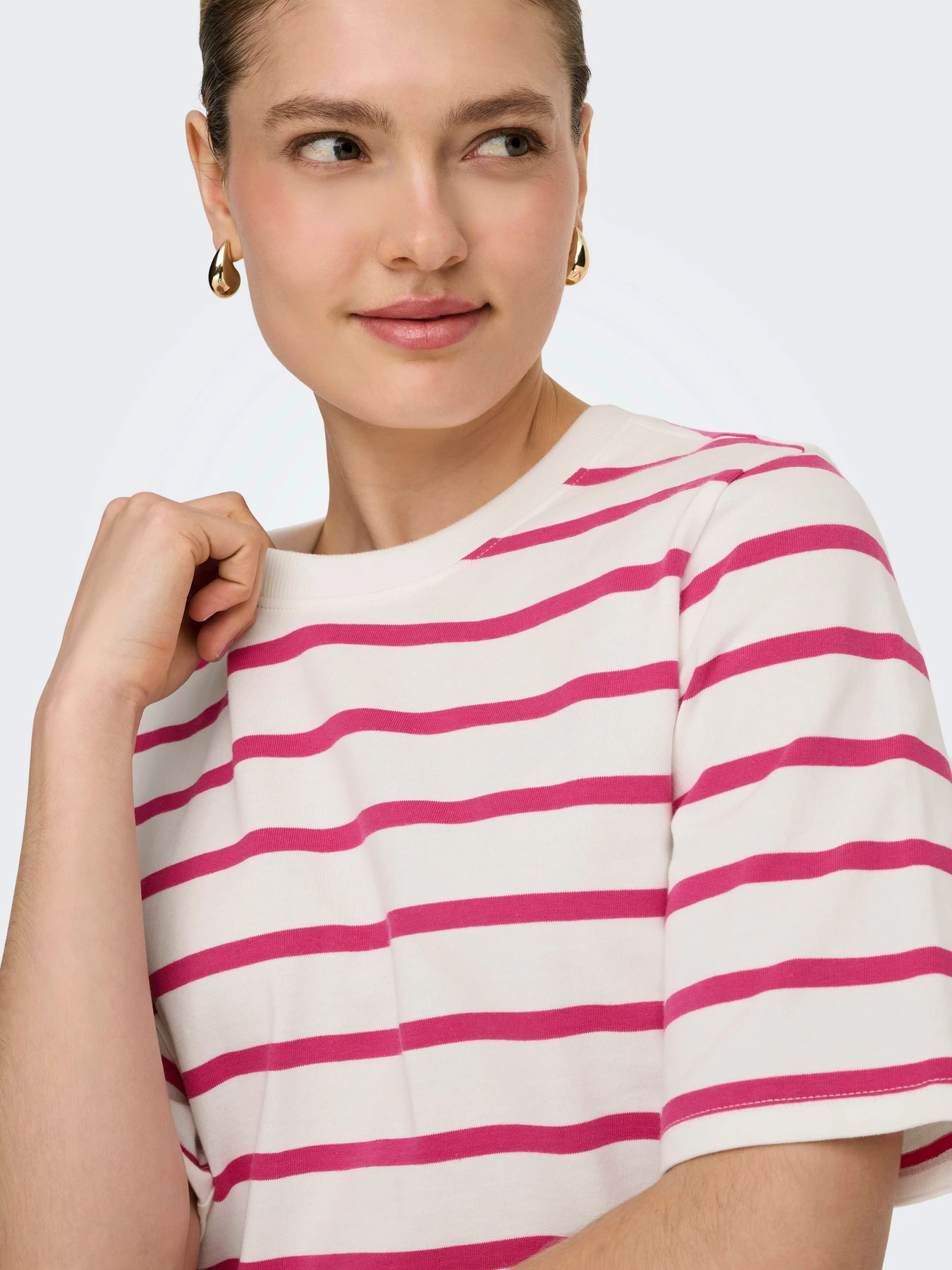 Футболки и поло Only SOPH S/S STRIPE TOP модель 15368524_Cloud Dancer Pink yarrow ( Фото