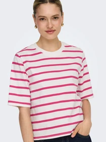 Футболки и поло Only SOPH S/S STRIPE TOP модель 15368524_Cloud Dancer Pink yarrow ( Фото