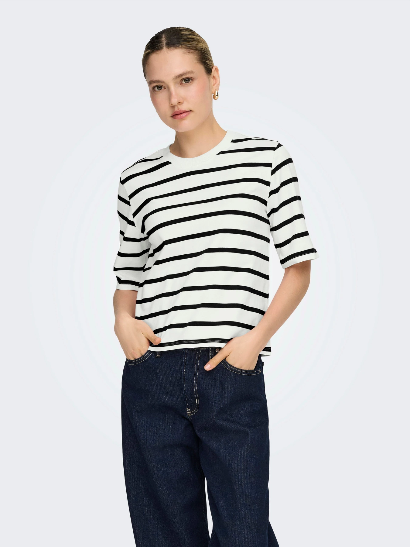 Футболки і поло Only SOPH S/S STRIPE TOP модель 15368524_Cloud Dancer Black Фото