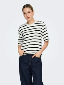 Футболки и поло Only SOPH S/S STRIPE TOP модель 15368524_Cloud Dancer Black Фото