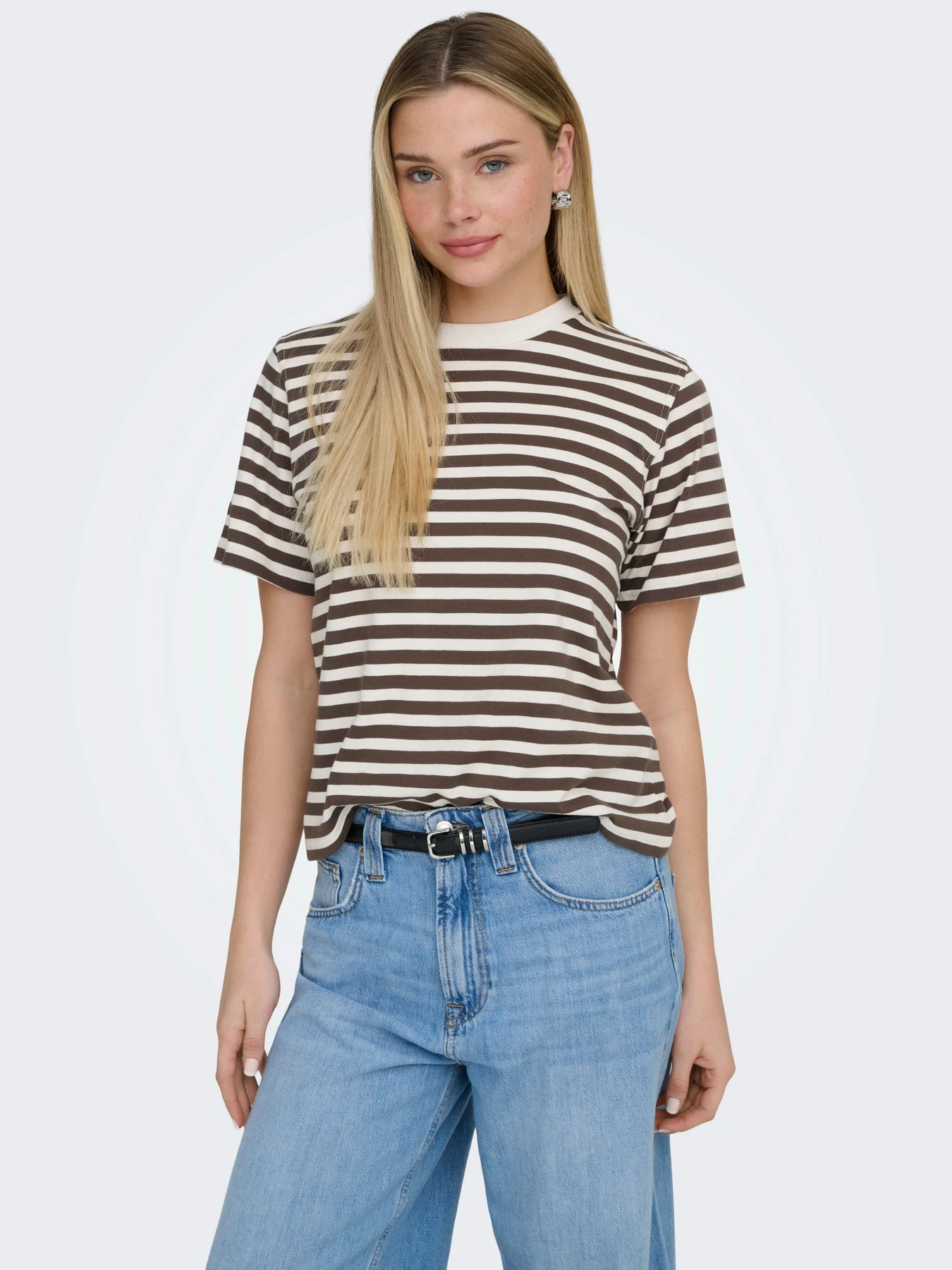Футболки і поло Only LIVINA S/S STRIPE TEE модель 15272227_Cloud Dancer CHOCOLATE MAR Фото
