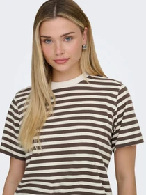 Футболки і поло Only LIVINA S/S STRIPE TEE модель 15272227_Cloud Dancer CHOCOLATE MAR Фото