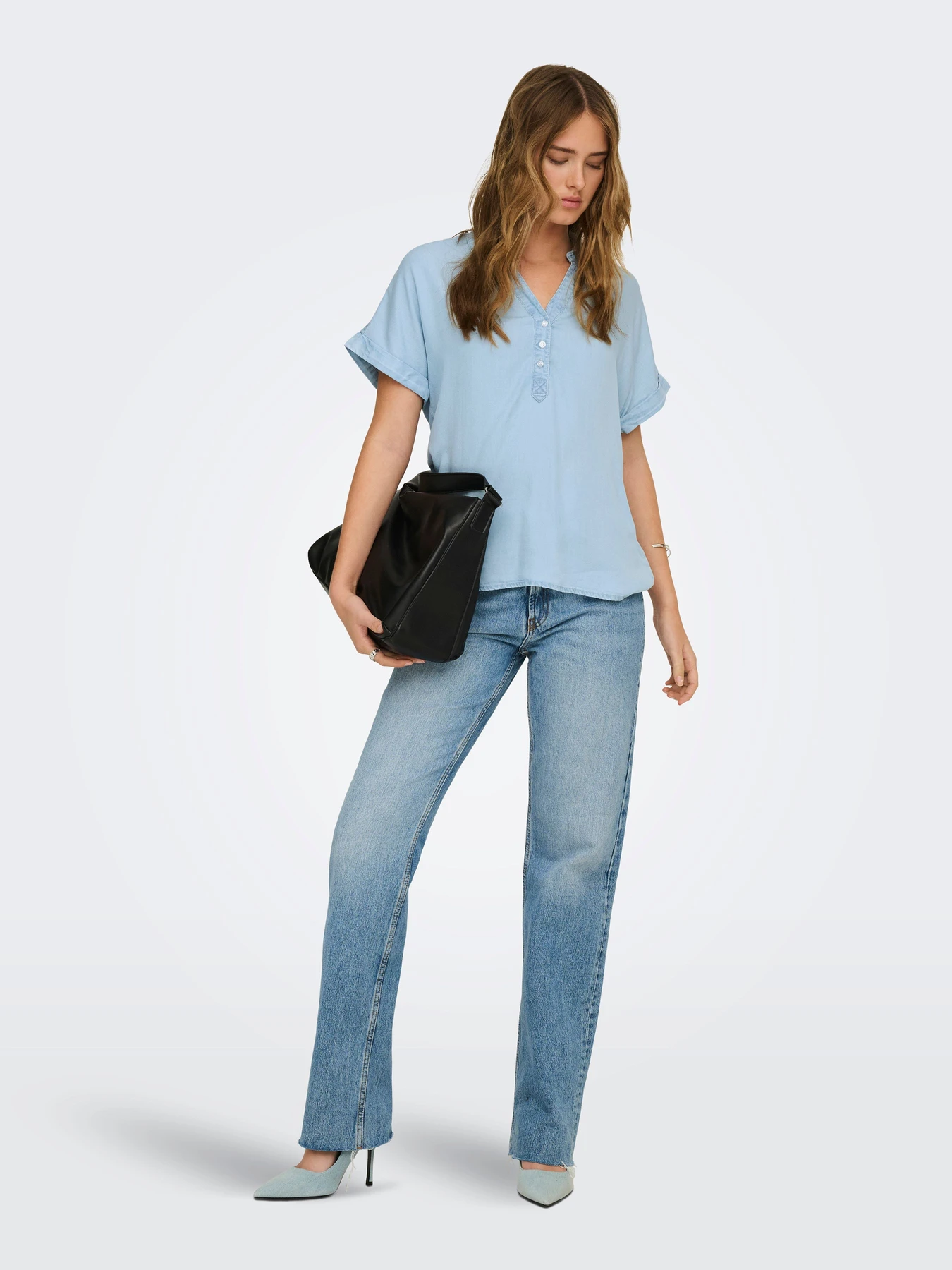 Рубашки Only CHARIS LIFE CAP SLEEVE SHIRT модель 15363976_Light Blue Denim Рубашки Only CHARIS LIFE CAP SLEEVE SHIRT модель 15363976_Light Blue Denim Фото