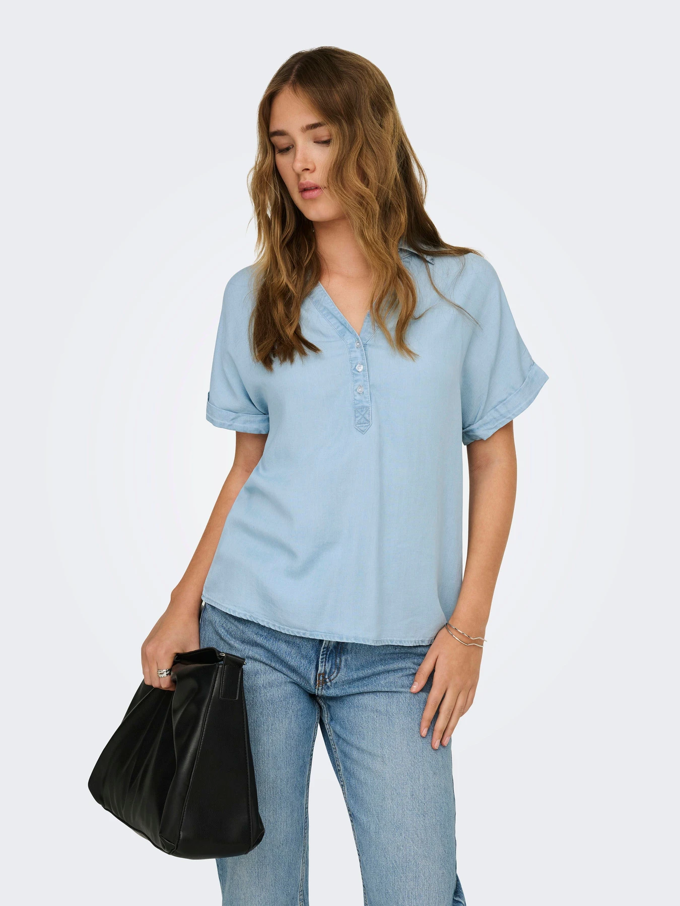 Рубашки Only CHARIS LIFE CAP SLEEVE SHIRT модель 15363976_Light Blue Denim Рубашки Only CHARIS LIFE CAP SLEEVE SHIRT модель 15363976_Light Blue Denim Фото