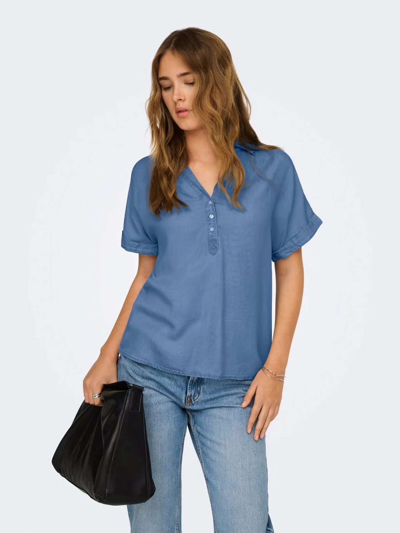 Сорочки Only CHARIS LIFE CAP SLEEVE SHIRT модель 15363976_Medium Blue Denim Фото