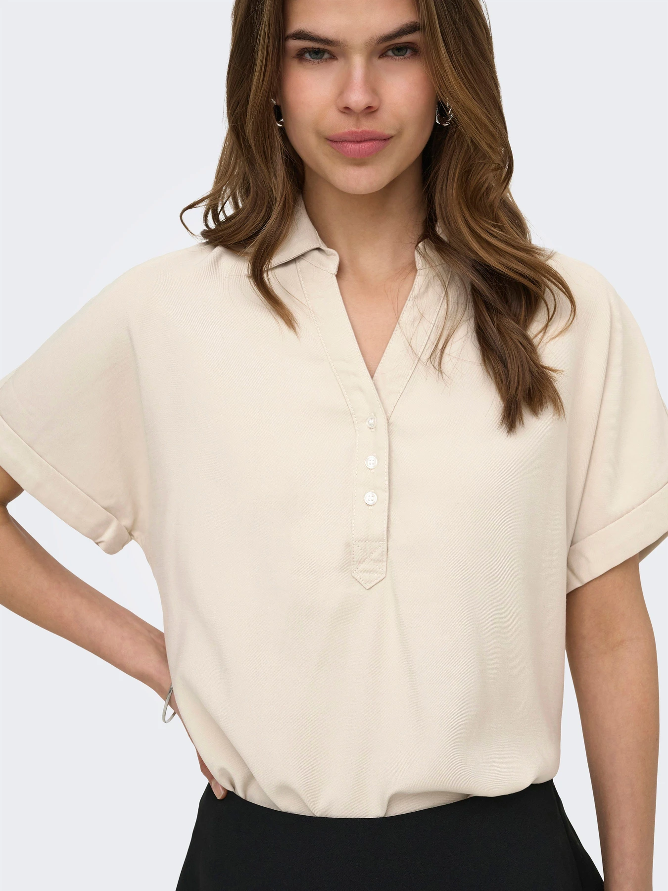 Сорочки Only ARIS LIFE CAP SLEEVE SHIRT модель 15364279_Pumice Stone Сорочки Only ARIS LIFE CAP SLEEVE SHIRT модель 15364279_Pumice Stone Фото