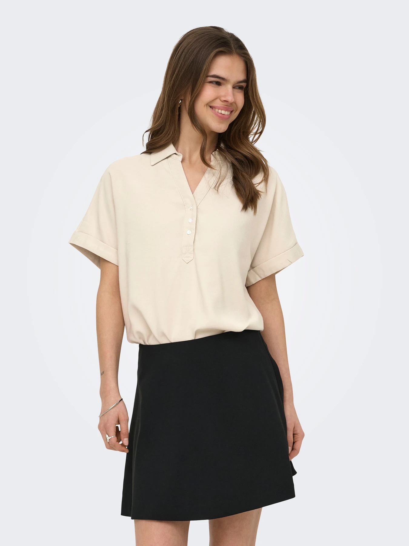 Сорочки Only ARIS LIFE CAP SLEEVE SHIRT модель 15364279_Pumice Stone Сорочки Only ARIS LIFE CAP SLEEVE SHIRT модель 15364279_Pumice Stone Фото