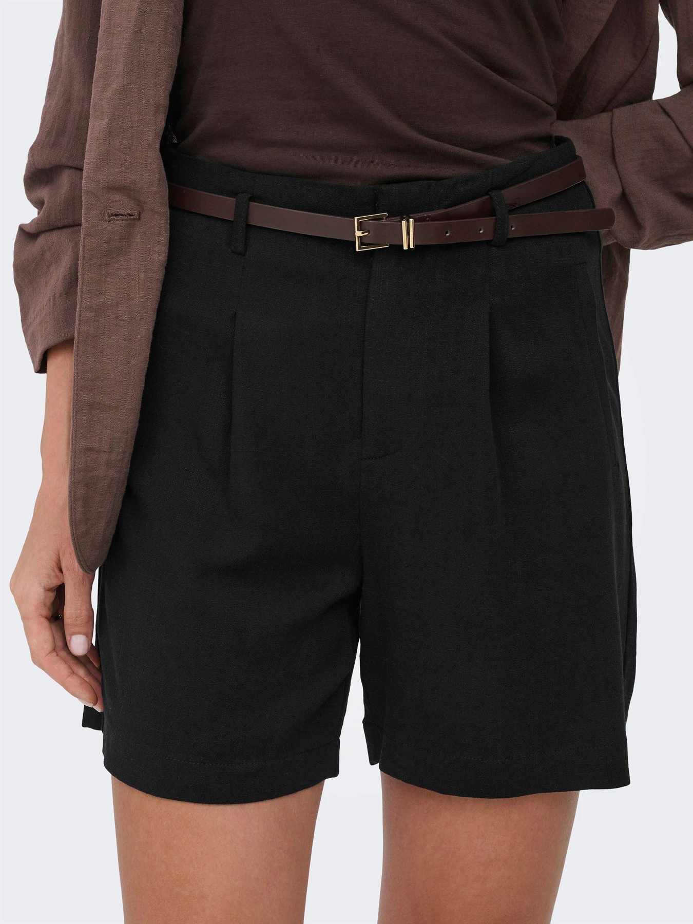 Шорты Only SIESTA HW BELT LIN BL SHORTS модель 15367413_Black Фото