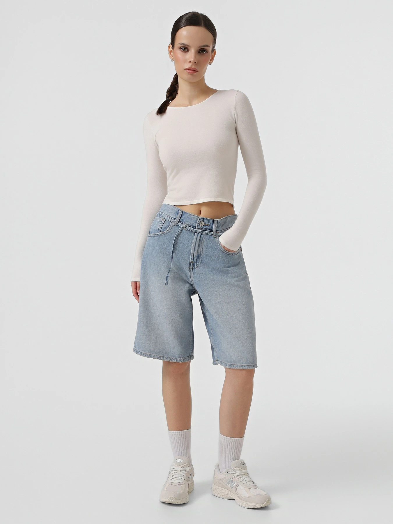Шорты Only TAYLOR HW BARREL BELT SHORTS модель 15370661_Light Blue Denim Фото