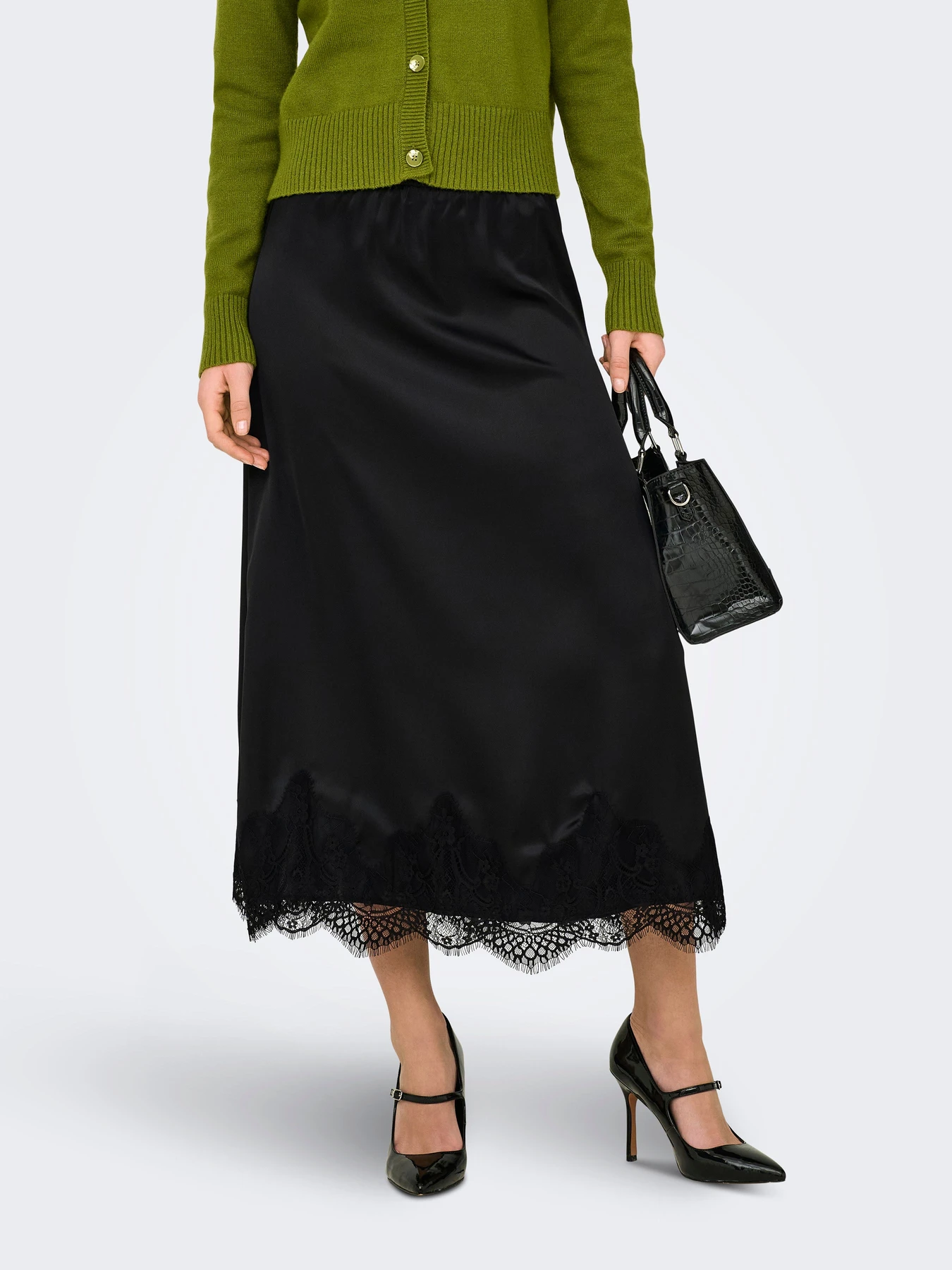 Юбки Only BELLA SATIN LACE SKIRT модель 15380523_Black Юбки Only BELLA SATIN LACE SKIRT модель 15380523_Black Фото