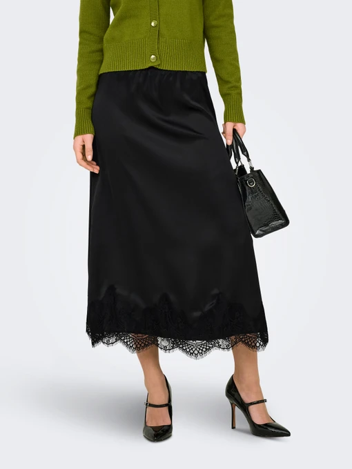Спідниці Only BELLA SATIN LACE SKIRT модель 15380523_Black Фото