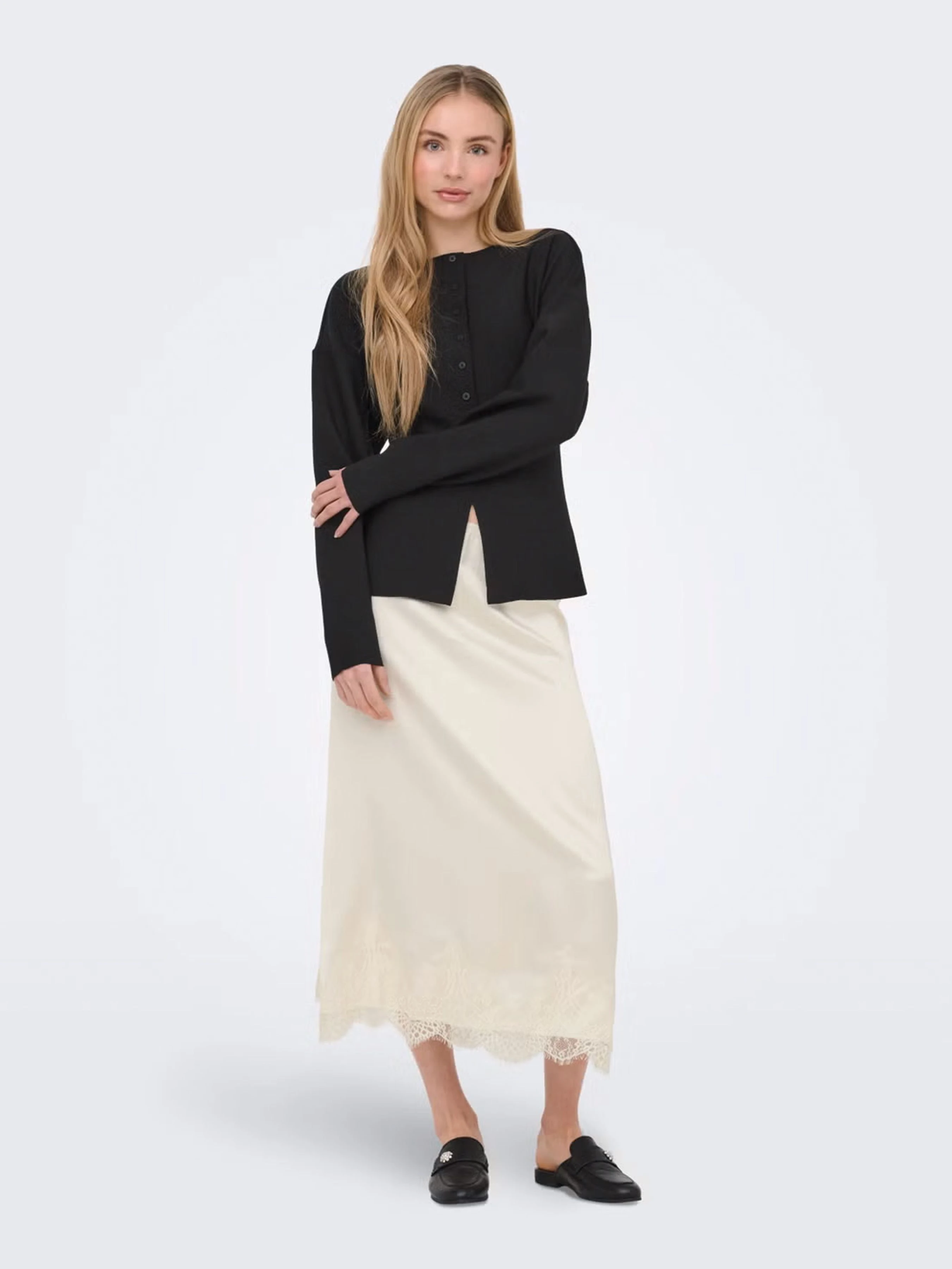 Жіноча Спідниця міді Only BELLA SATIN LACE SKIRT фото 3