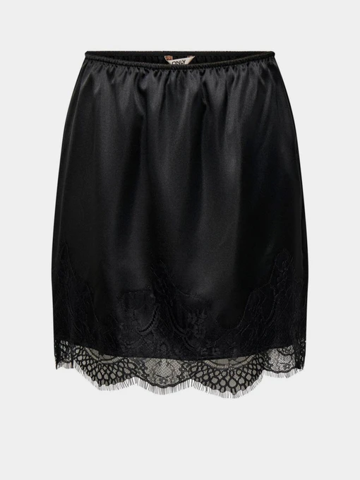 Юбки Only BELLA SHORT SATIN LACE SKIRT модель 15383475_Black DTM LACE Фото