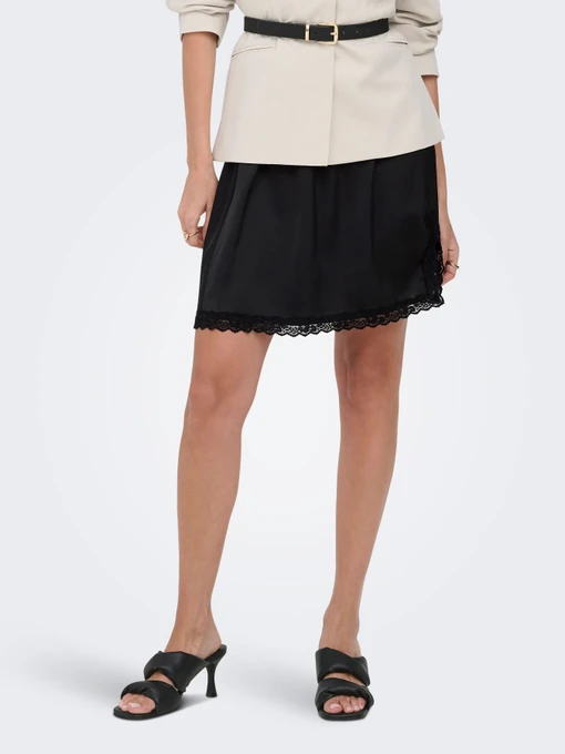 Юбки Only MENUS LACE SATIN SHORT SKIRT модель 15385148_Black BLACK LACE Фото