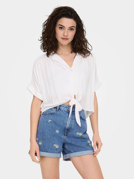 Сорочки Only PAULA LIFE S/S TIE SHIRT модель 15281497_White Фото