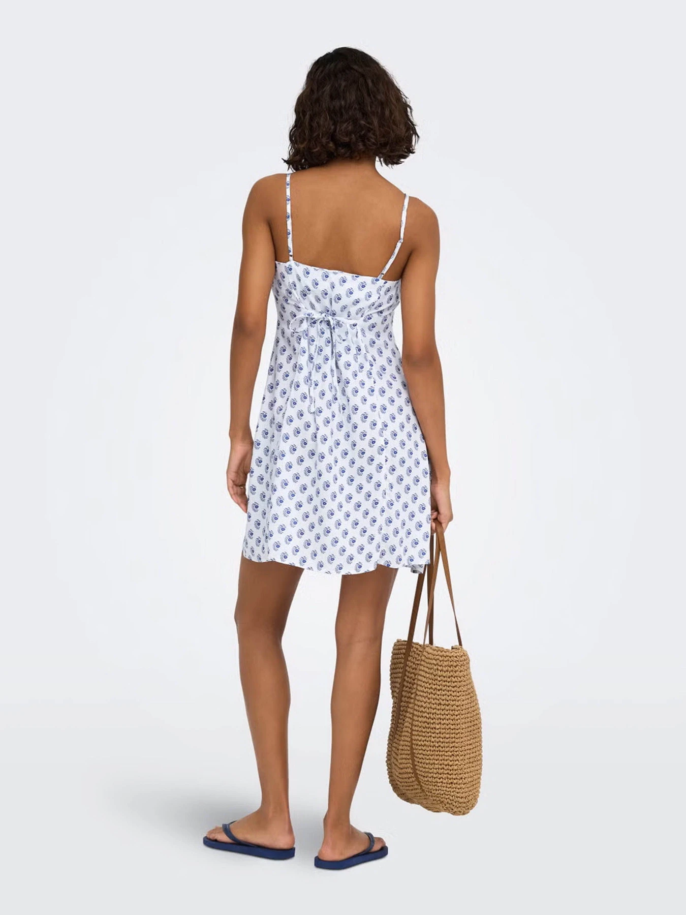 Платья Only LIANA LIFE STRAP SHORT DRESS модель 15375233_Cloud Dancer BLUE DITSY Фото