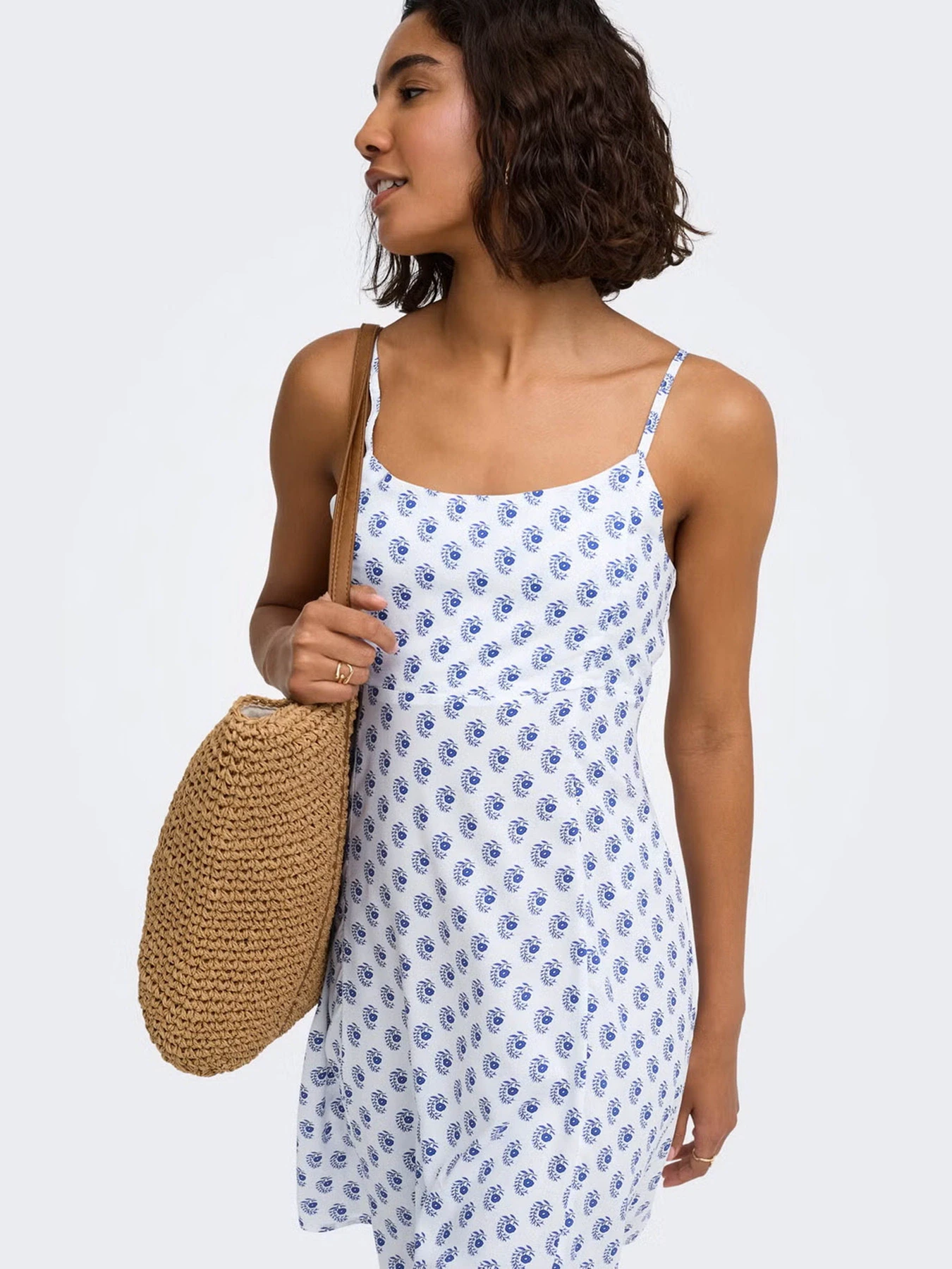 Платья Only LIANA LIFE STRAP SHORT DRESS модель 15375233_Cloud Dancer BLUE DITSY Фото