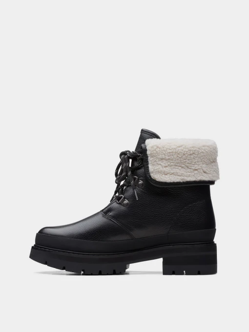 Шкіряні Жіночі Черевики Clarks Orianna Turn Dark Olive Warmlined фото 2