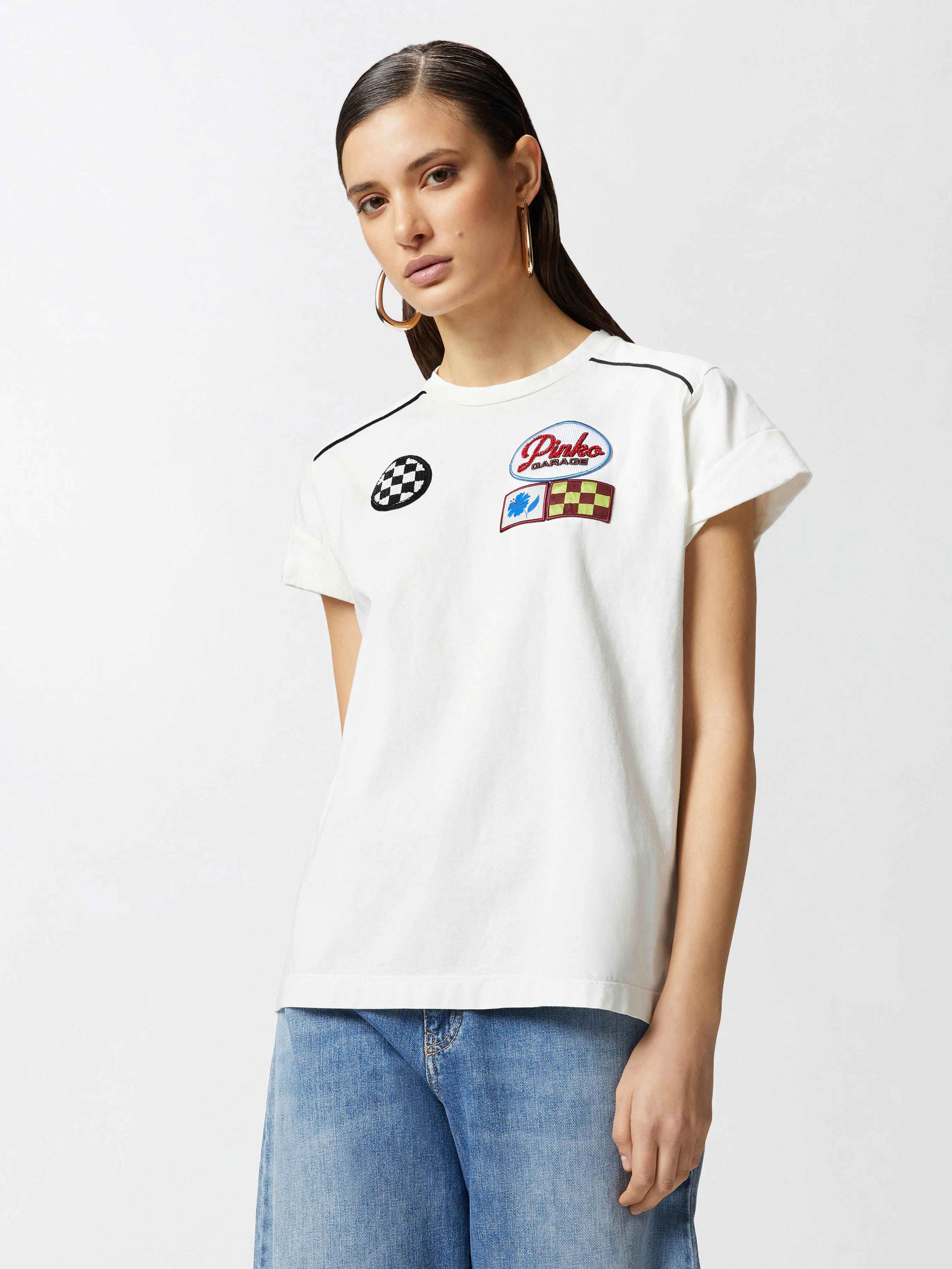 Бавовняна Жіноча Футболка PINKO Randal T-Shirt Jersey Tinto Capo