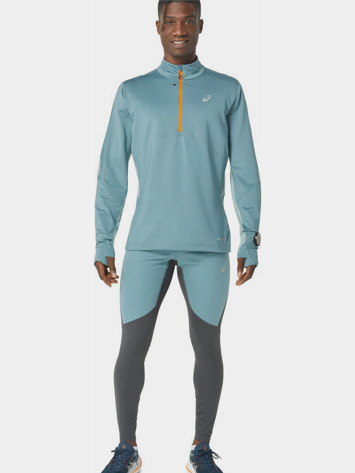 Штани Asics Winter Run Tight модель 2011C881-020 Сірий, бірюзовий Фото