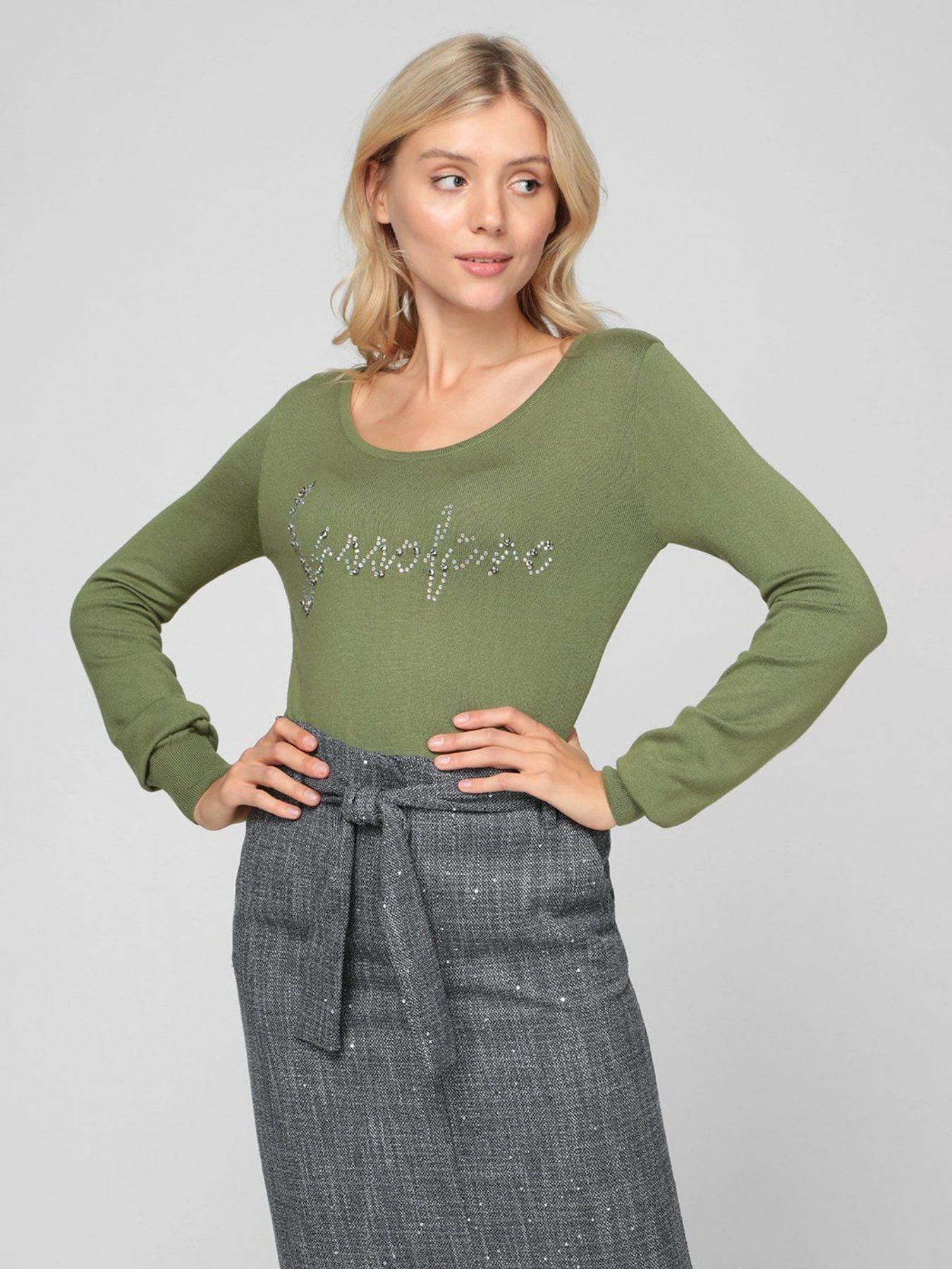 Свитры и кардиганы Sassofono модель A201-SF-747141, ХАКІ Свитры и кардиганы Sassofono модель A201-SF-747141, ХАКІ Фото