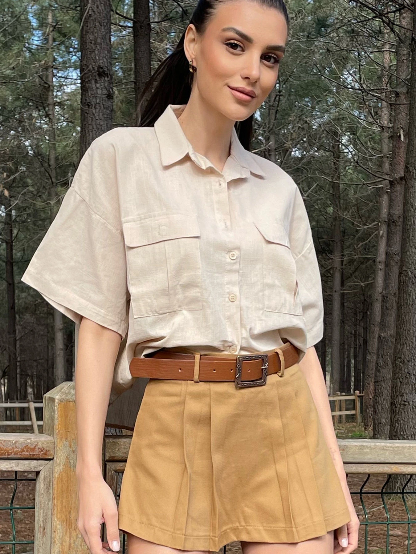 Рубашки Trend Alacati Stili модель ALC-X9991KUM BEJİ Рубашки Trend Alacati Stili модель ALC-X9991KUM BEJİ Фото