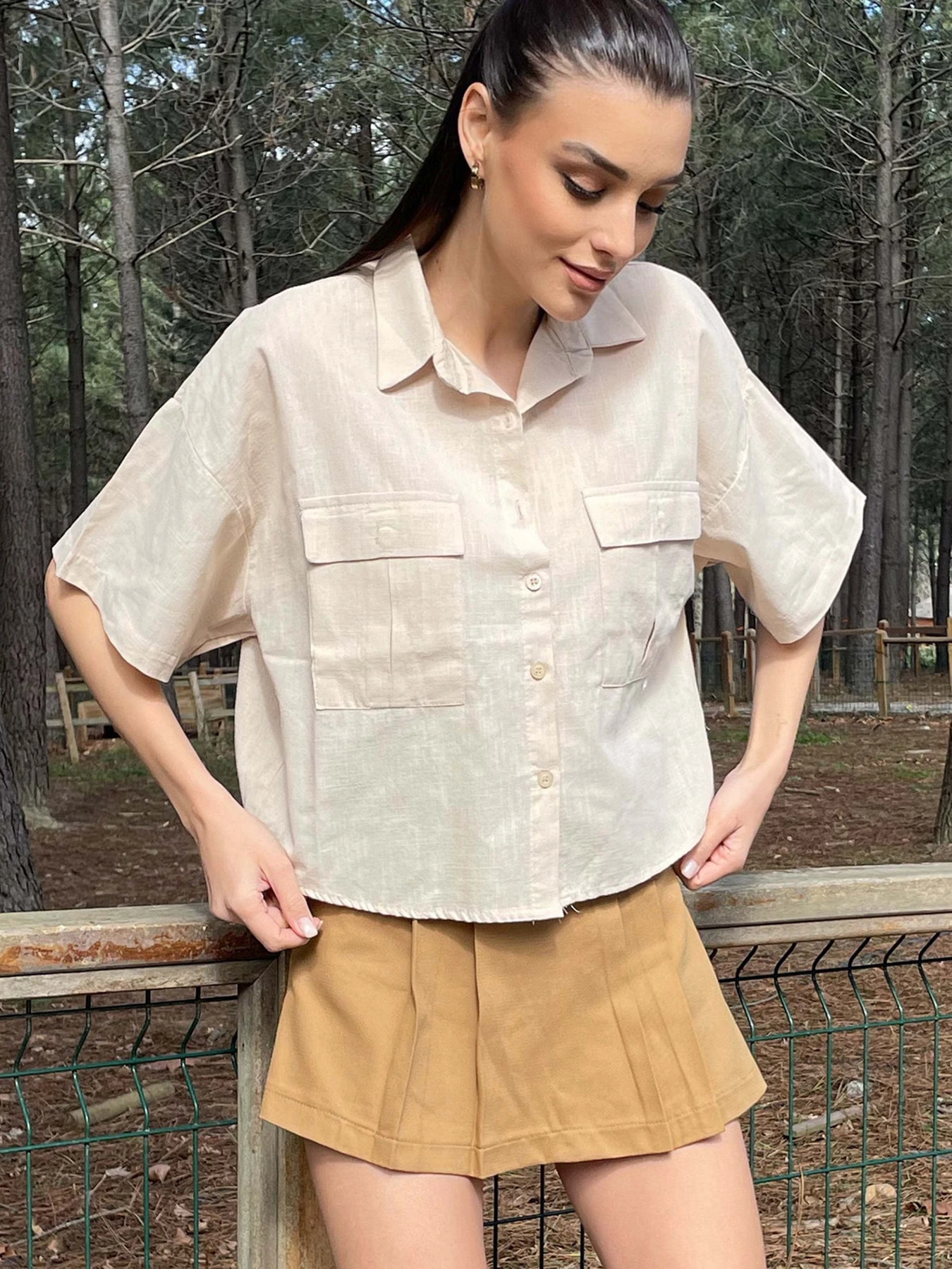 Рубашки Trend Alacati Stili модель ALC-X9991KUM BEJİ Рубашки Trend Alacati Stili модель ALC-X9991KUM BEJİ Фото