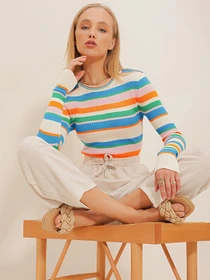 Худи и свитшоты Trend Alacati Stili модель ALC-X10646/Turuncu-Mavi Фото