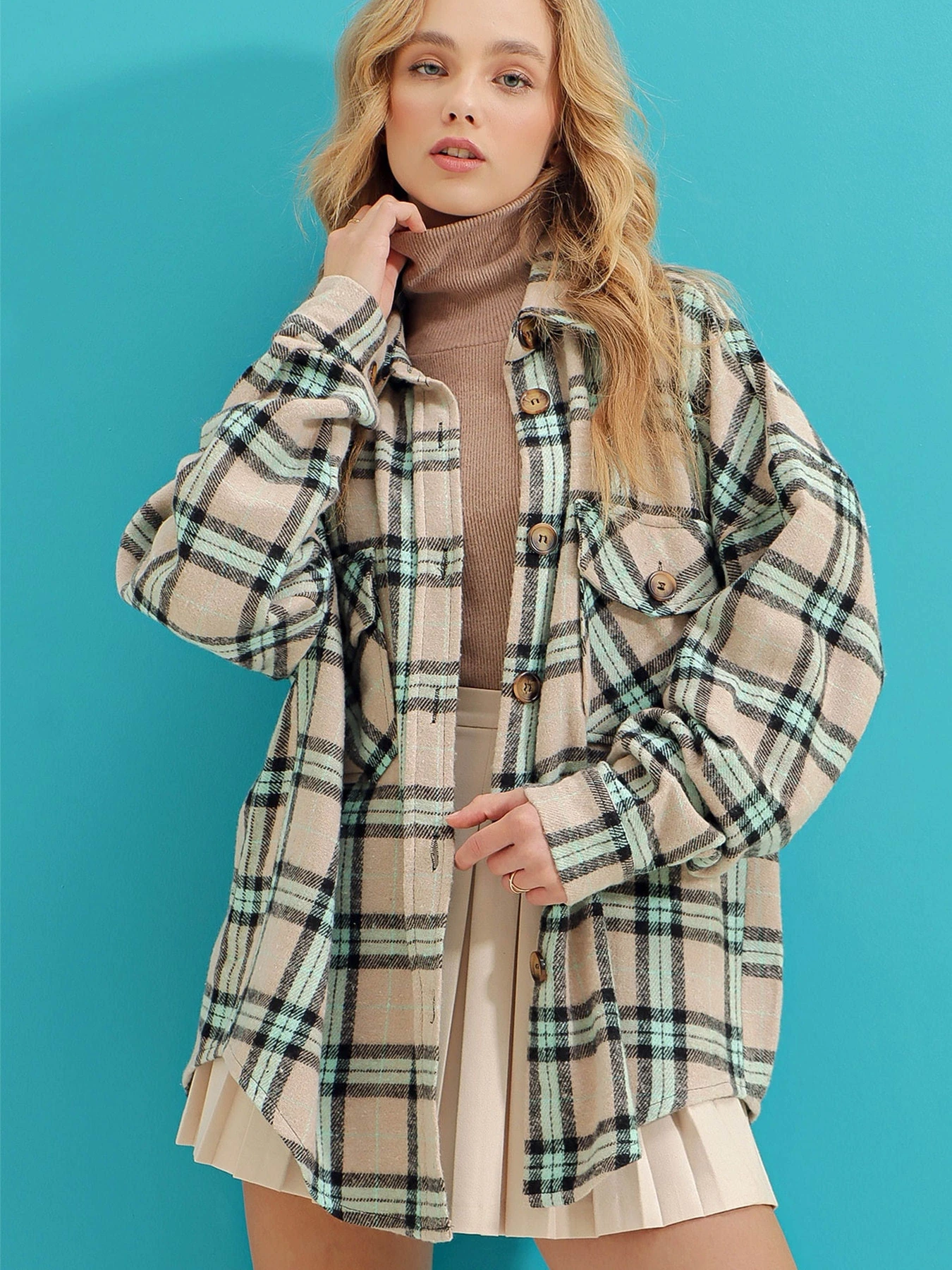 Рубашки Trend Alacati Stili модель ALC-X7142/KOYU BEJ Фото