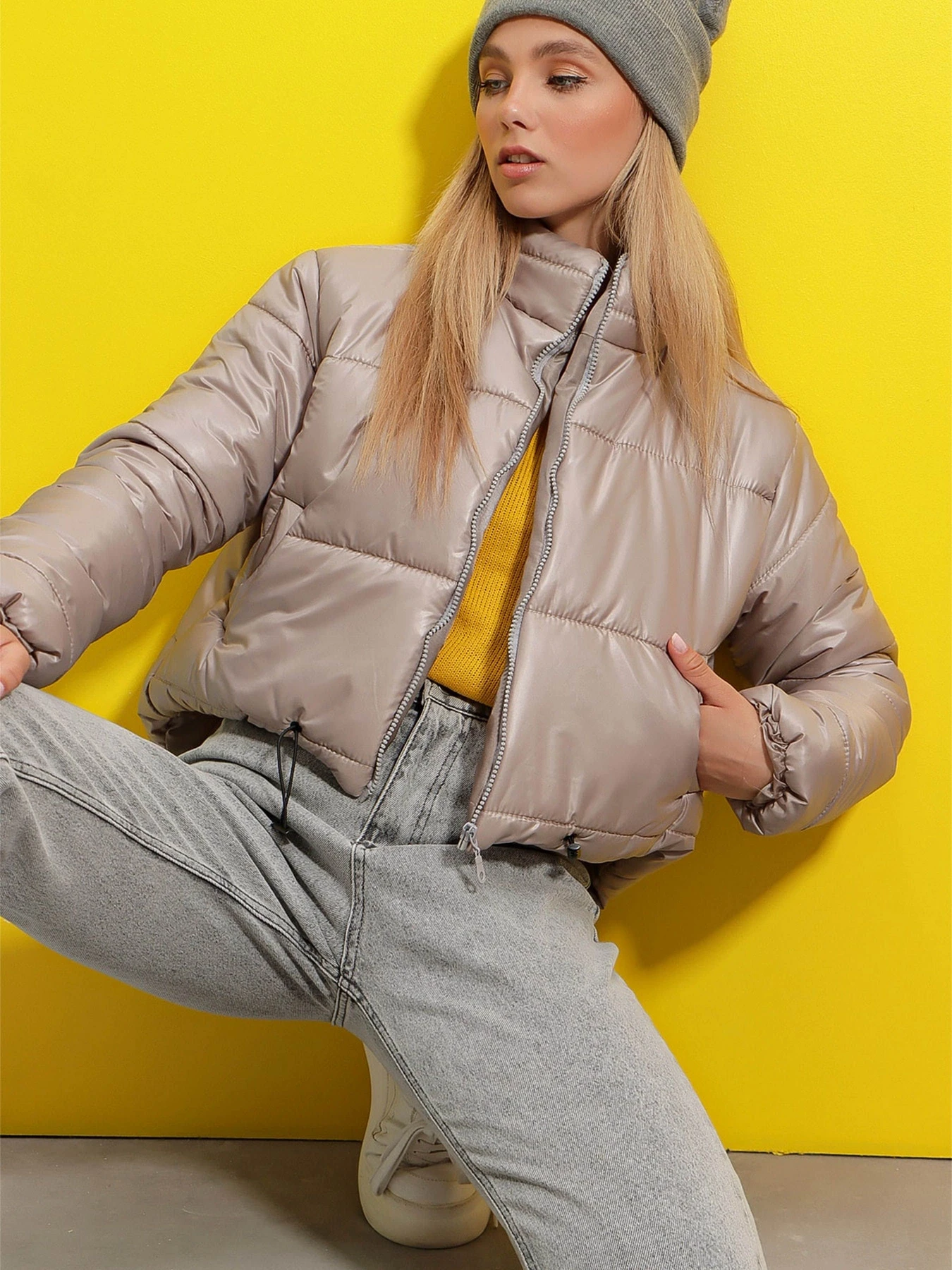 Куртки та дублянки Trend Alacati Stili модель ALC-X7684/GRI Куртки та дублянки Trend Alacati Stili модель ALC-X7684/GRI Фото