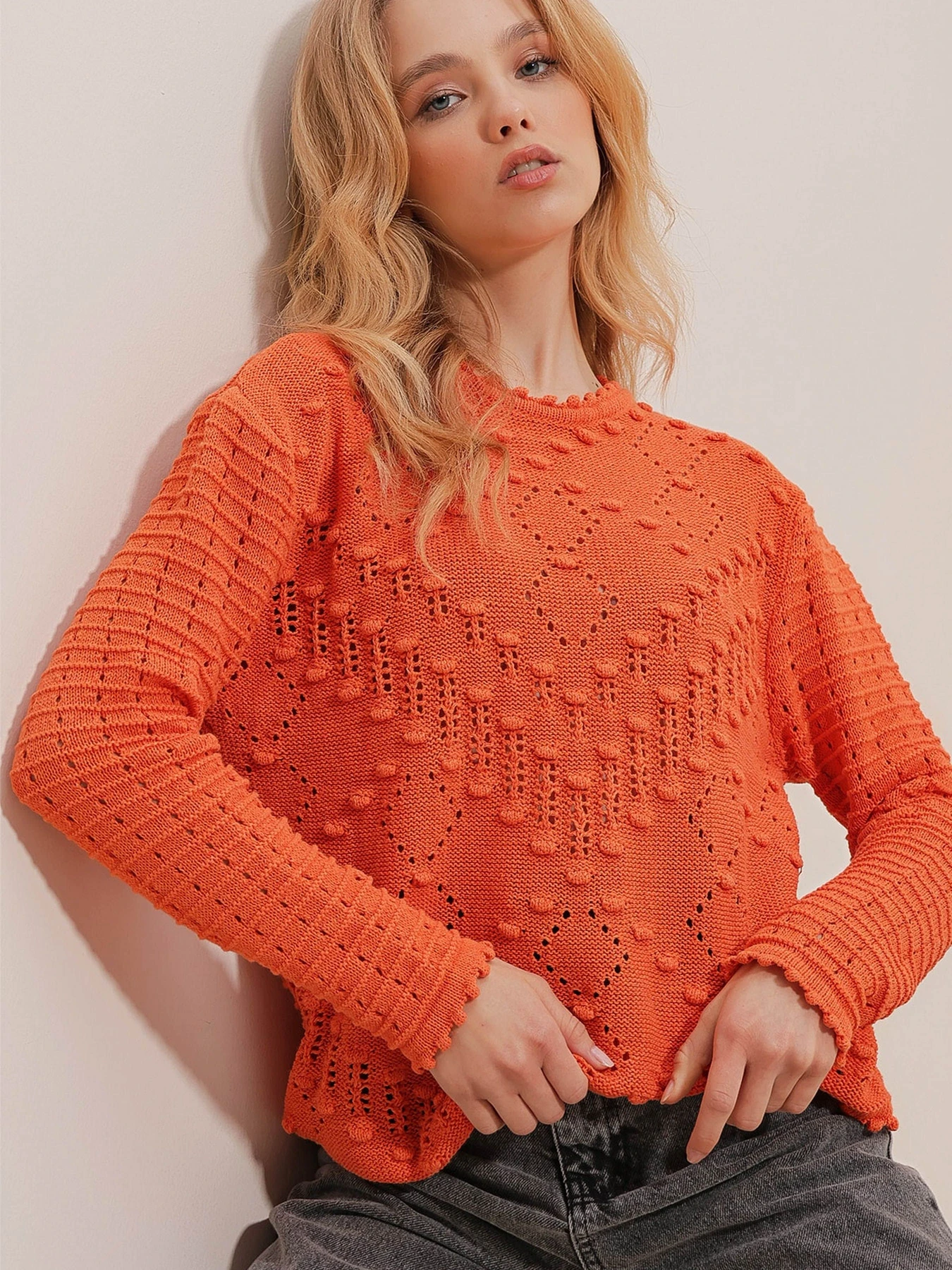 Свитры и кардиганы Trend Alacati Stili модель ALC-X9755/TURUNCU Свитры и кардиганы Trend Alacati Stili модель ALC-X9755/TURUNCU Фото