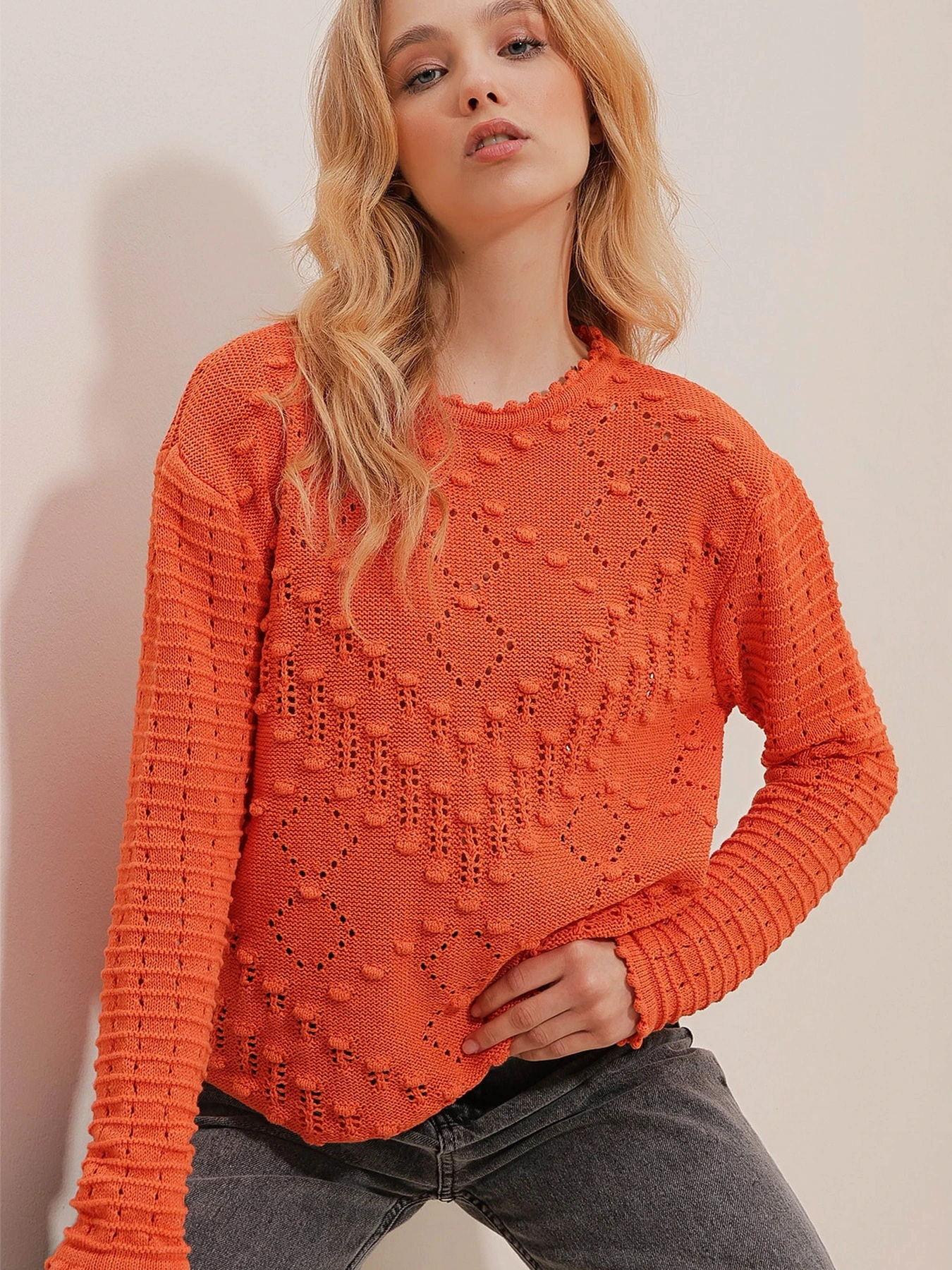 Свитры и кардиганы Trend Alacati Stili модель ALC-X9755/TURUNCU Свитры и кардиганы Trend Alacati Stili модель ALC-X9755/TURUNCU Фото