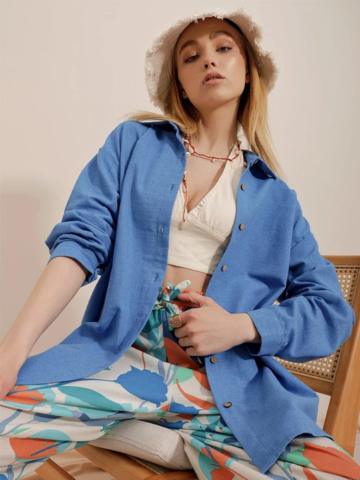 Рубашки Trend Alacati Stili модель ALC-X10343/Havaci Mavi Фото