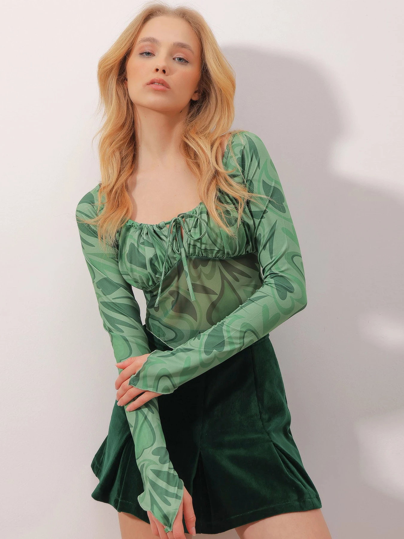Рубашки Trend Alacati Stili модель ALC-X9872/YESiL Рубашки Trend Alacati Stili модель ALC-X9872/YESiL Фото