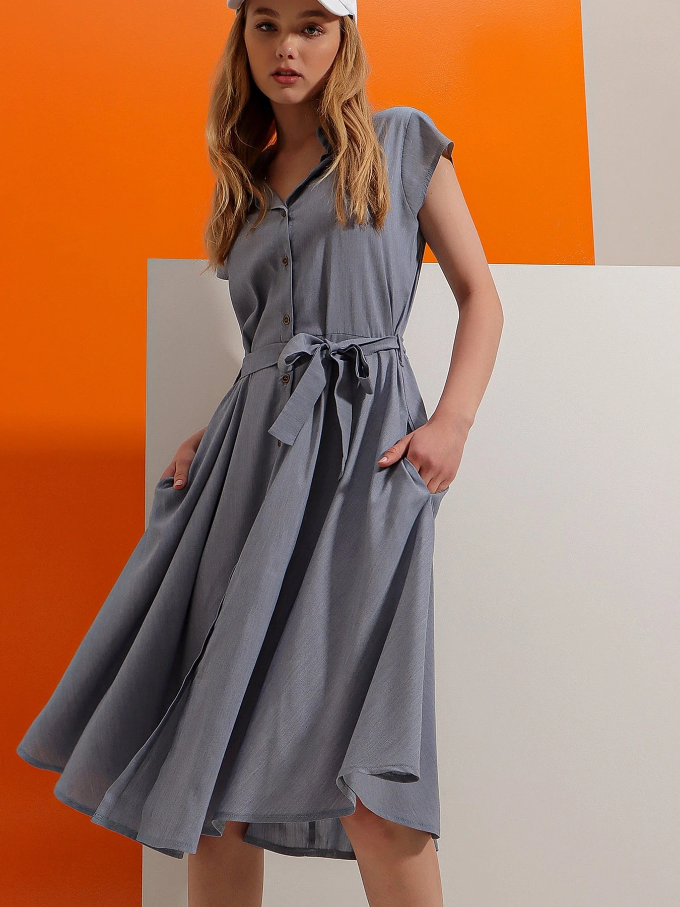 Платья Trend Alacati Stili модель ALC-X6056/Indigo Mavi Платья Trend Alacati Stili модель ALC-X6056/Indigo Mavi Фото