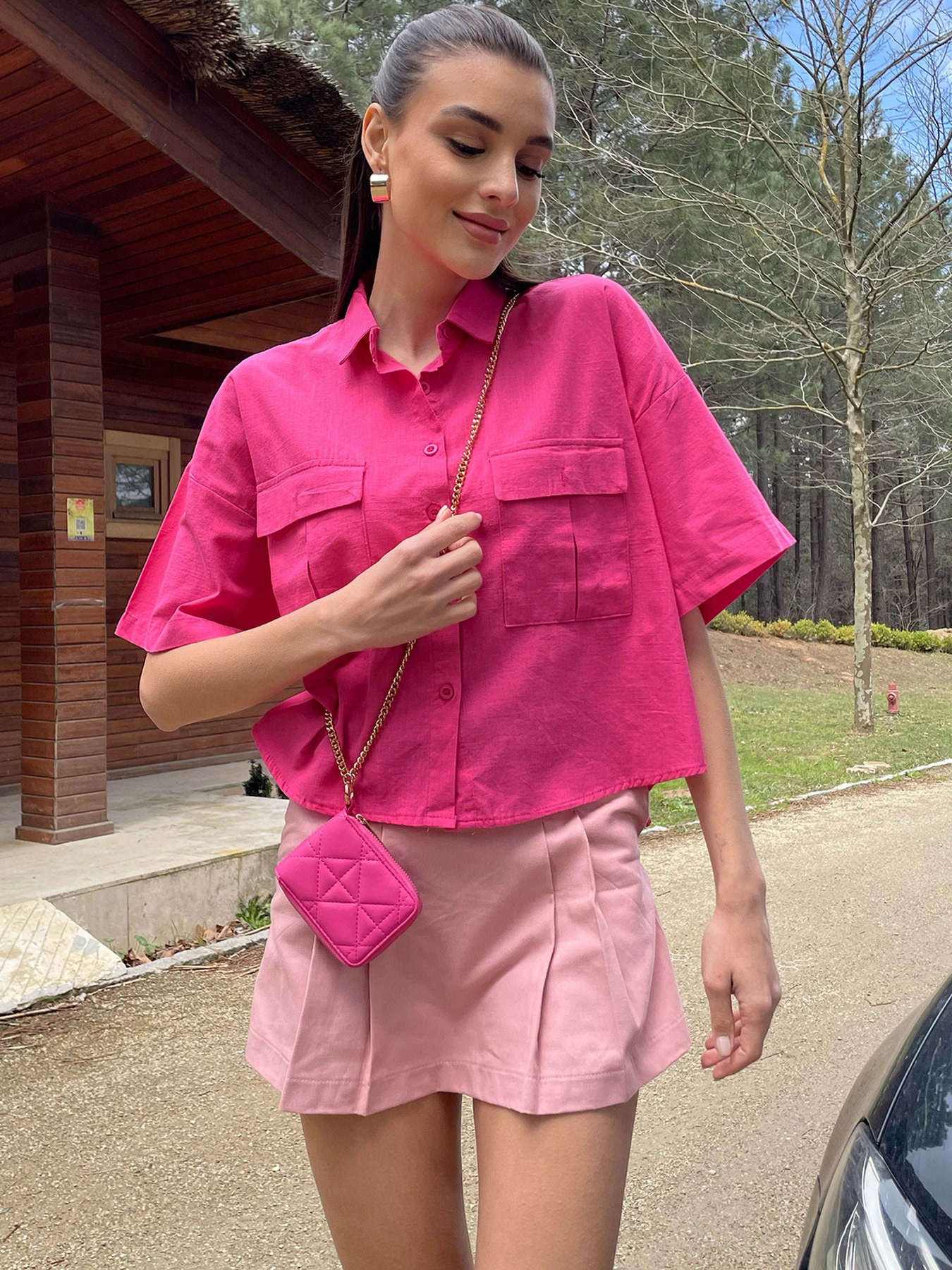 Сорочки Trend Alacati Stili модель ALC-X9991/Fusya Сорочки Trend Alacati Stili модель ALC-X9991/Fusya Фото