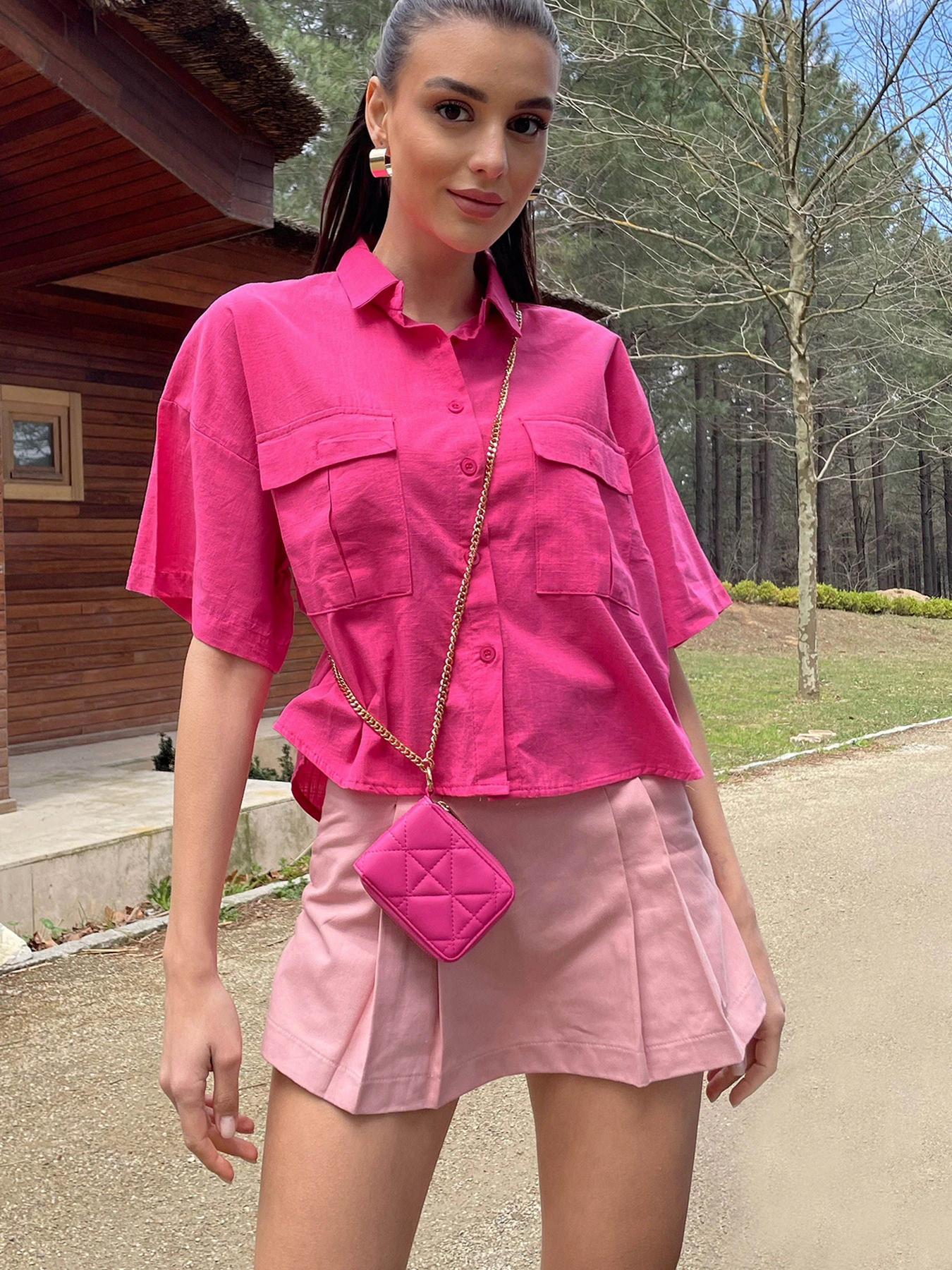 Сорочки Trend Alacati Stili модель ALC-X9991/Fusya Сорочки Trend Alacati Stili модель ALC-X9991/Fusya Фото
