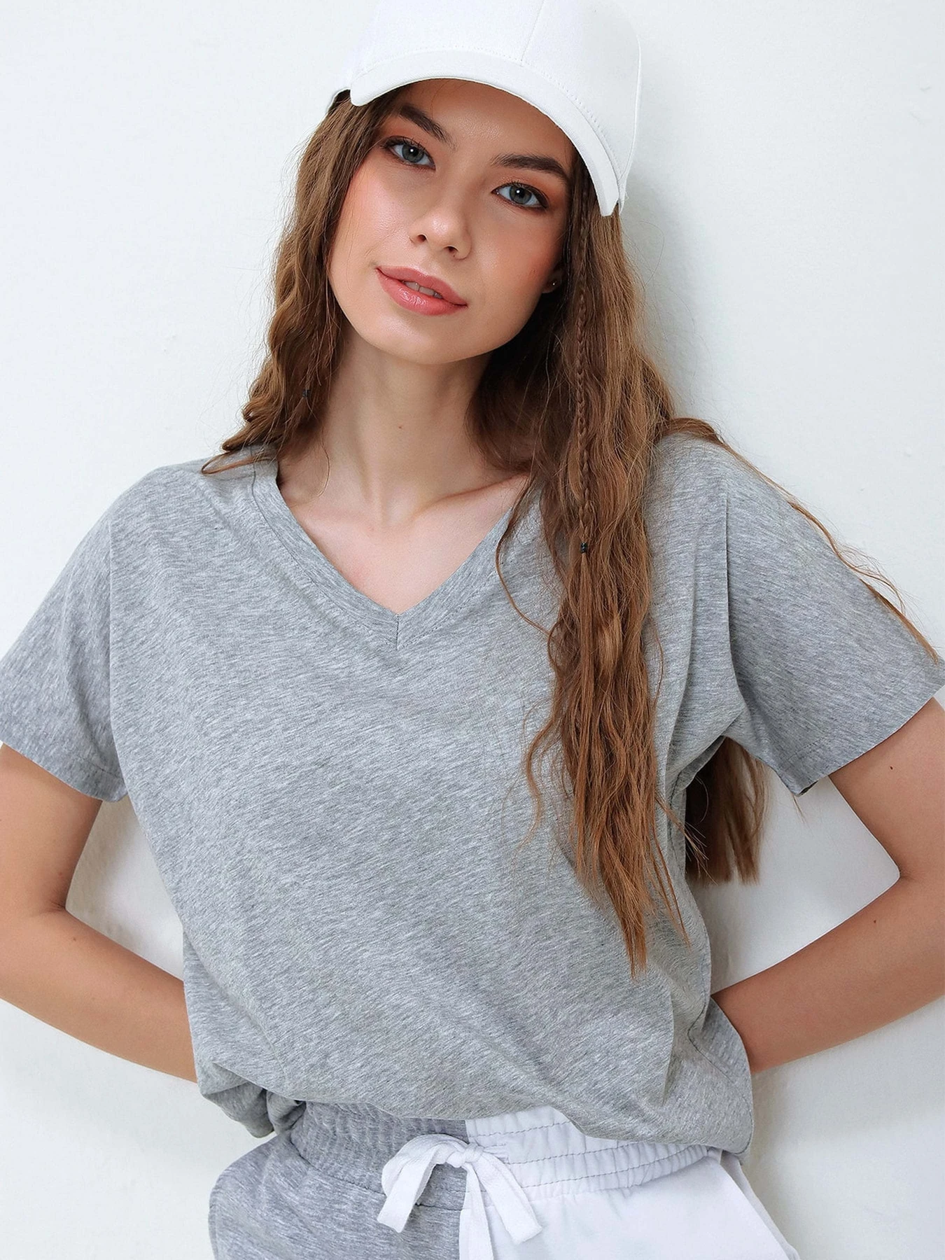 Футболки и поло Trend Alacati Stili модель ALC-1045-AGRAY MELANGE Футболки и поло Trend Alacati Stili модель ALC-1045-AGRAY MELANGE Фото