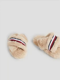 Тапки Tommy Hilfiger Global Stripe Faux Fur Slippers модель FW0FW07551-ABO Фото